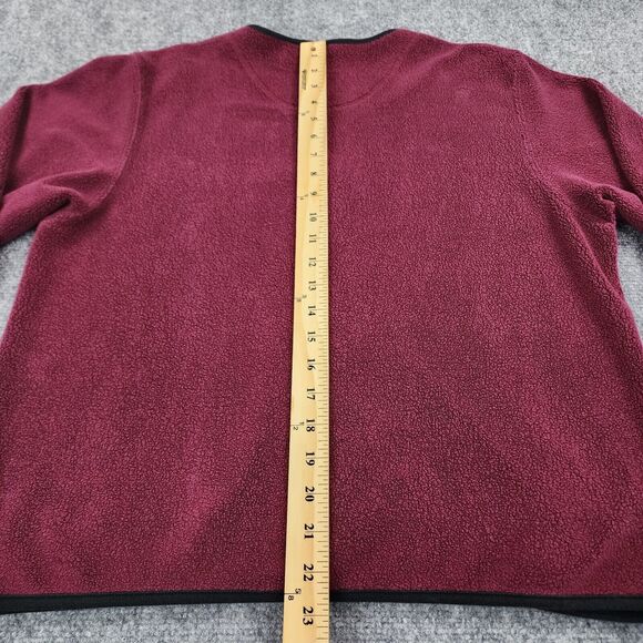 LL Bean Sweater Womens Medium Burgundy Cardigan Long Sleeve Button Front Terry - Picture 6 of 15